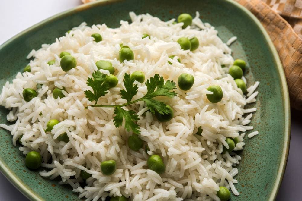 Vegane Proteinquelle Reis und Erbsen