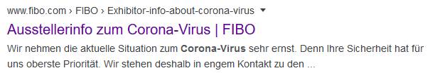 FIBO 2020 Coronavirus