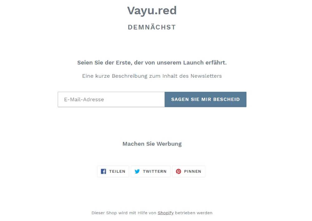 Vayu.red Online-Shop demnächst Screenshot