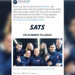 Twitter Mitteilung: SATS - Schwedens größte Fitnessstudio-Kette eröffnet in Corona-Krise