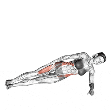 Klassische Side Plank Crunches mit gestrecktem Bein