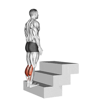 Wadenheben stehend mit eigenem Körpergewicht an einer Treppe
