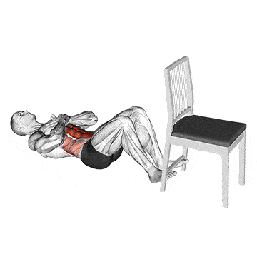 Sit-Ups auf dem Boden mit Stuhl für Zuhause