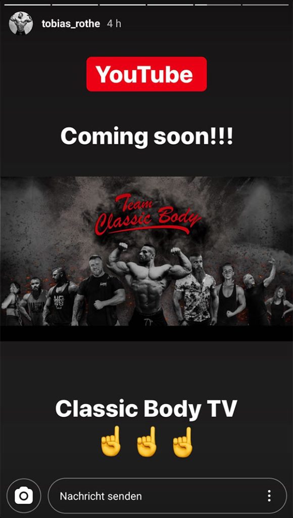 Tobias Rothe Instagram Classic Body TV Ankündigung